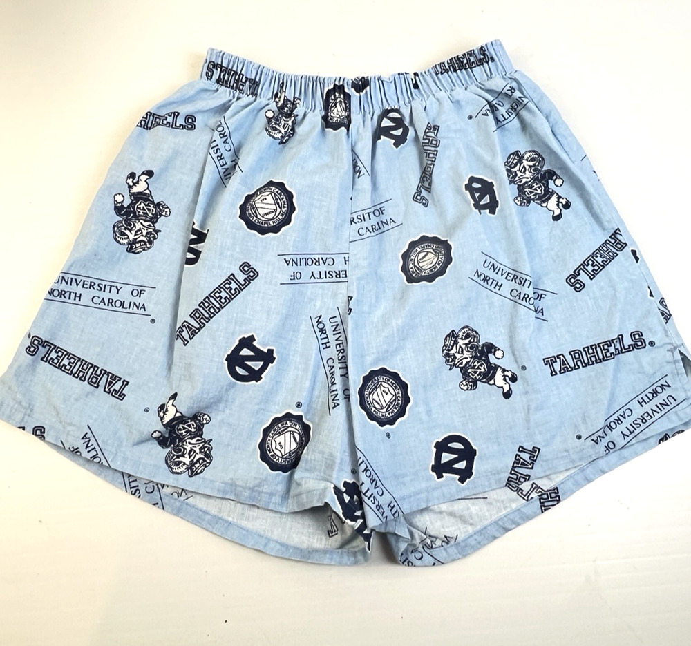 Vintage 70's UNC Tarheels Boxer Shorts Men L 36 Blue Cotton North Carolina Fan
